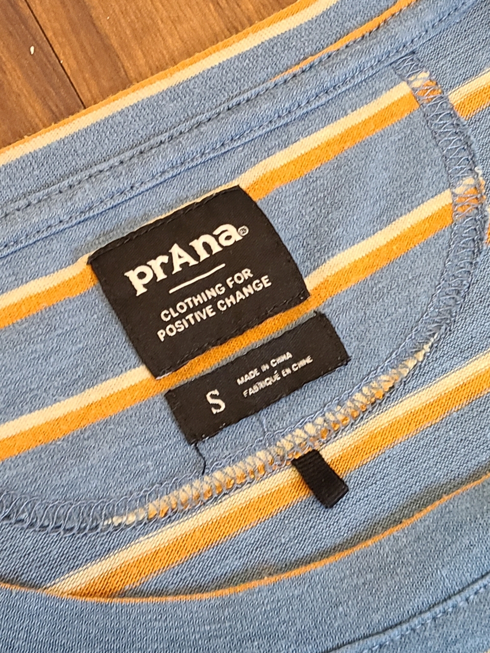 prAna Striped Cozy Up Tee Women's Blue Orange Earthy Boho Casual Shirt In Small - Picture 3 of 6